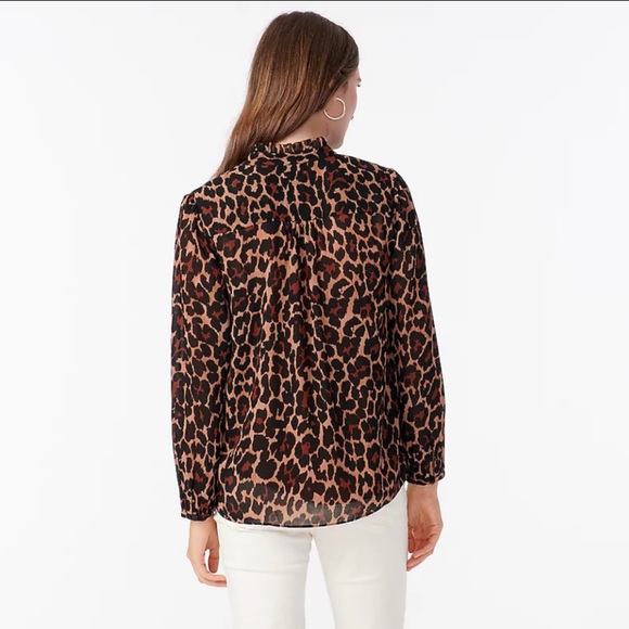 J.Crew Smocked popover top in leopard crinkle chiffon - Picture 3 of 7